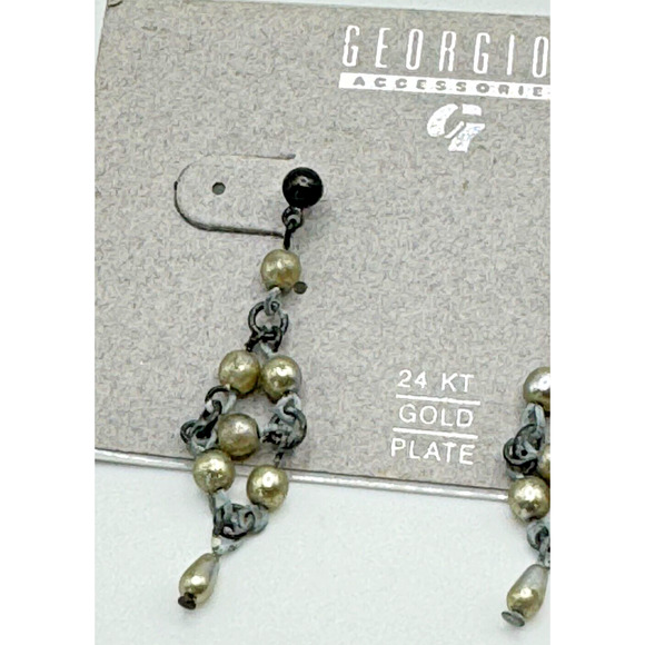 Beautiful Vintage Goldtone Georgiou Etruscan 24 KT GP Chandelier Earrings NEW - Picture 3 of 6